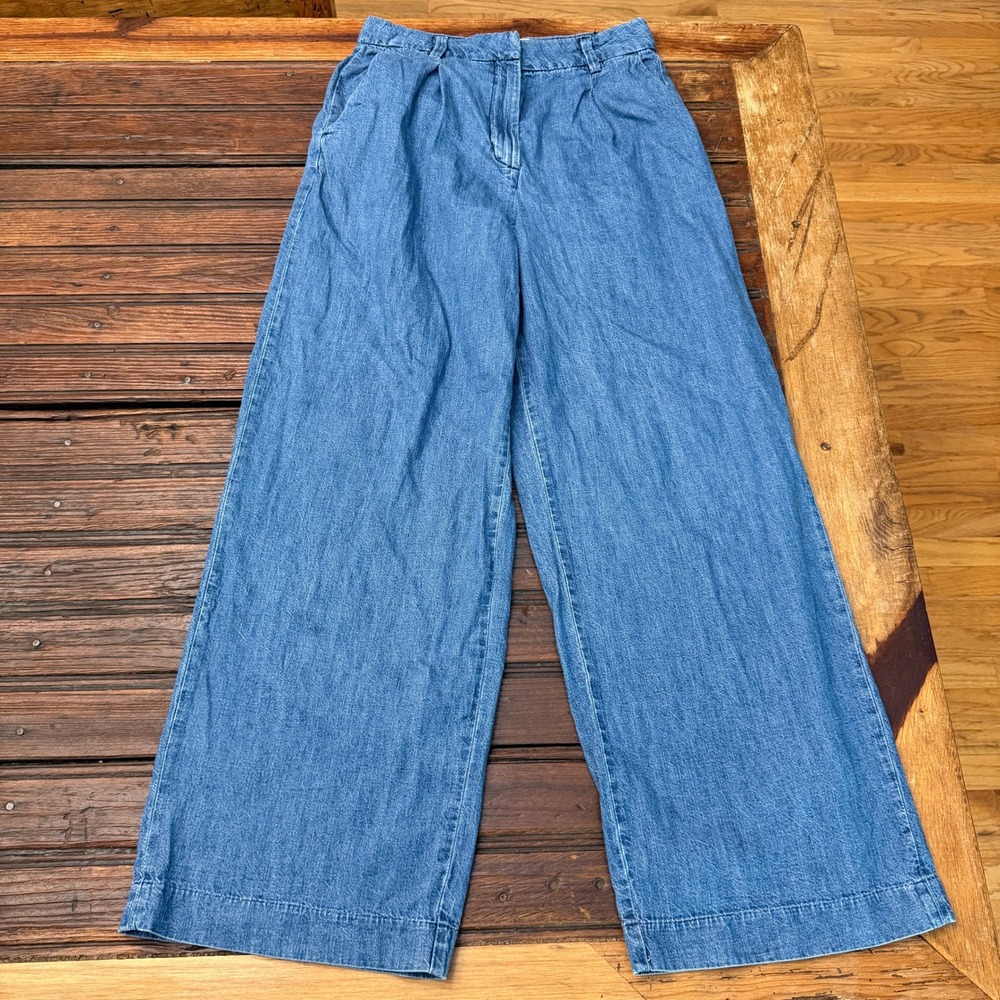 Old Navy Extra High-Rise Wide Leg Adjustable Waist Pleated Jeans 4 100% Cotton